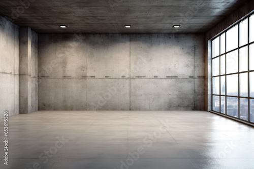 cement floor and wall backgrounds  room  interior. Generative Ai