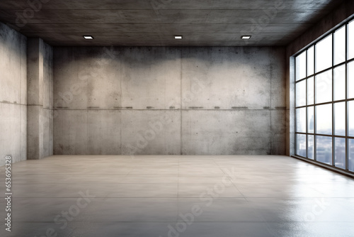 cement floor and wall backgrounds  room  interior. Generative Ai