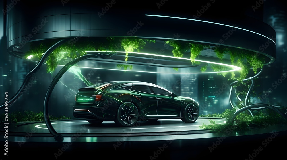 EV charging station for electric car in concept of green energy and eco ...
