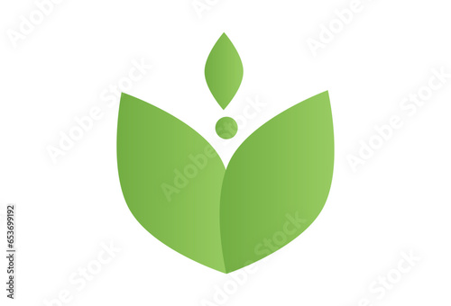 Abstract green leaf logo icon vector design. Landscape design, garden, Plant, nature and
ecology vector logo. Various shapes of green leaves
of trees and plants. Tropical plant logo. Round emblem flow