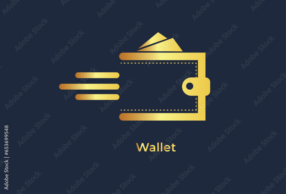 a wallet icon designed in a trendy flat style. The icon is isolated on ...