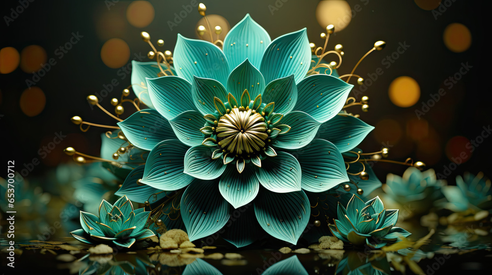 Blue lotus flower on black background. 3d render illustration. Blue lotus flower on black background. 3d render illustration.