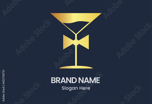 a vintage cocktail logo design presented in a vector format. The logo represents an alcohol drink icon and features a retro design template with a cocktail glass. It is intended to evoke a sense of no