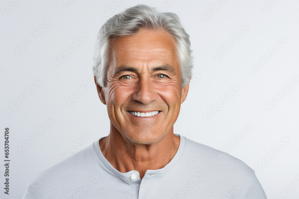 Portrait of handsome man with bright smile veneers after dentist isolated on white background Portrait of handsome man with bright smile veneers after dentist isolated on white background