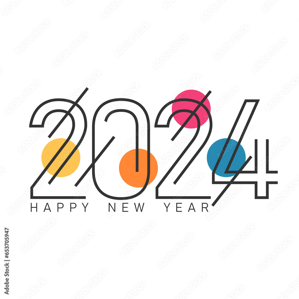Illustration Vector Design for 2024 Happy New Year Greeting Illustration Vector Design for 2024 Happy New Year Greeting
