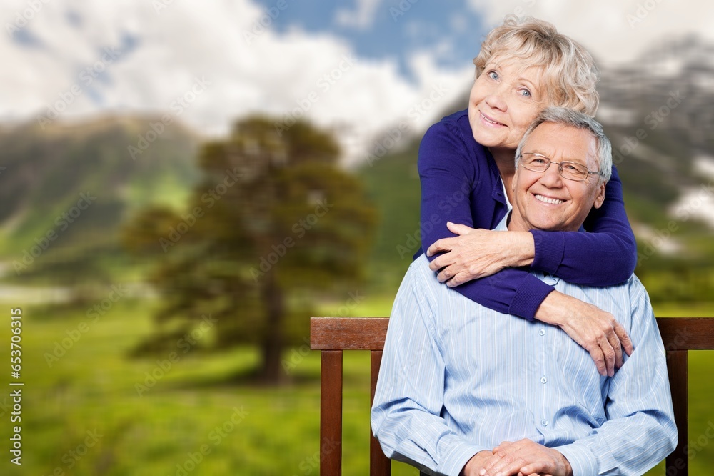 Fototapeta premium Happy active old senior couple outdoors.