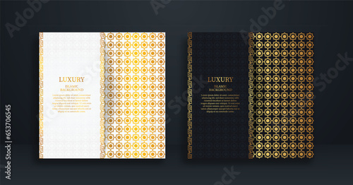 Golden luxury greeting card on a black and white background. Luxury ornament template. Great for invitation, flyer, menu, brochure, postcard, background, wallpaper, decoration, or any desired idea.