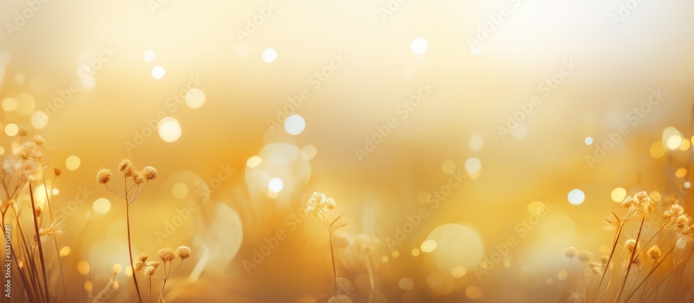 Blurred outdoor background with golden light representing hope and abstract nature vacation in Ramadan