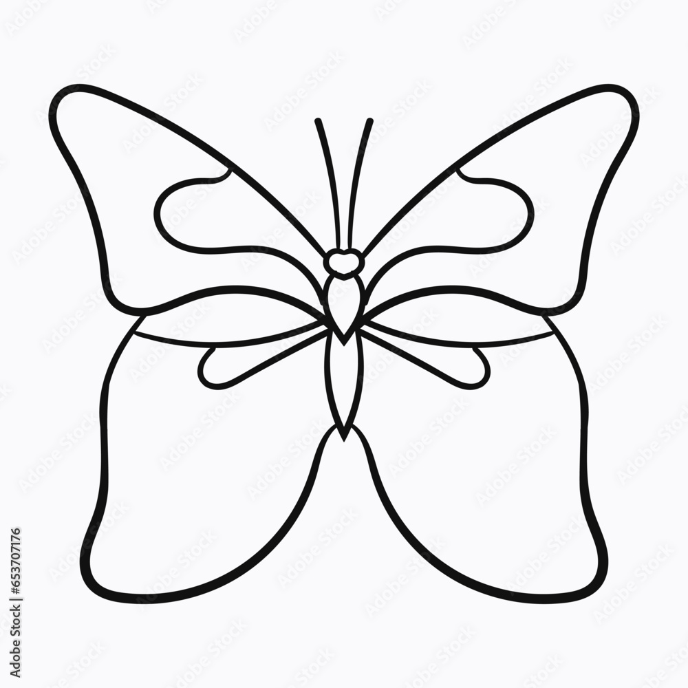 Educational and Relaxing Animal Coloring Book Pages Perfect for Kids and Adults Isolated Outline Vector Animal Illustration butterfly