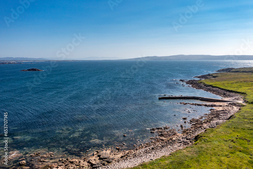 Aerial view of the pier on Owey Island, County Donegal, Ireland photo