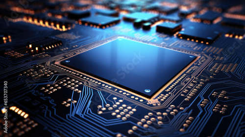 Circuit Board CPU Processor Microchip Starting Artificial Intelligence Digitalization of Neural Networking and Cloud Computing