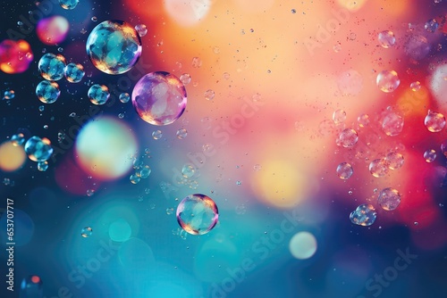 Abstract Desktop Wallpaper Featuring Floating Bubbles Against Colorful Backdrop © Anastasiia