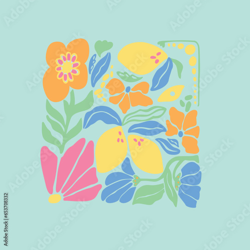 Free vector fruit leaves and flower design.