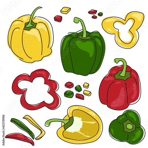 red green yellow bell pepper 