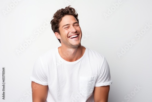 Handsome Young White American Man Model Exudes Joy, Laughing And Smiling, With Impeccable Teeth This Image Is Perfect For Ads And Web Design