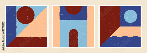 Minimal boho poster set with primitive shapes