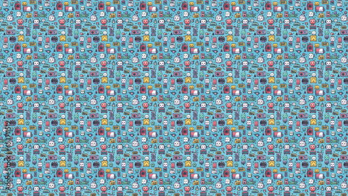 kids pattern on blue background