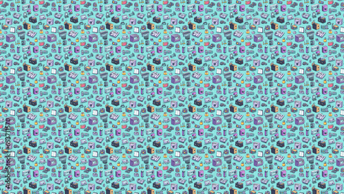 kids pattern on blue background