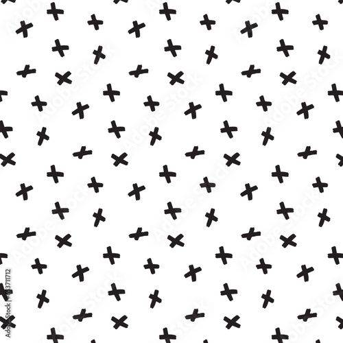 Black cross print on a transparent background, seamless print on a transparent background for design. Vector photo