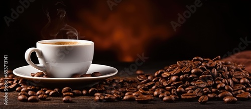 coffee beans on a cup s background