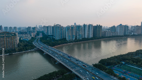 Guangzhou ,China -September 21,2023: Aerial view of landscape in Guangzhou city, China © lzf