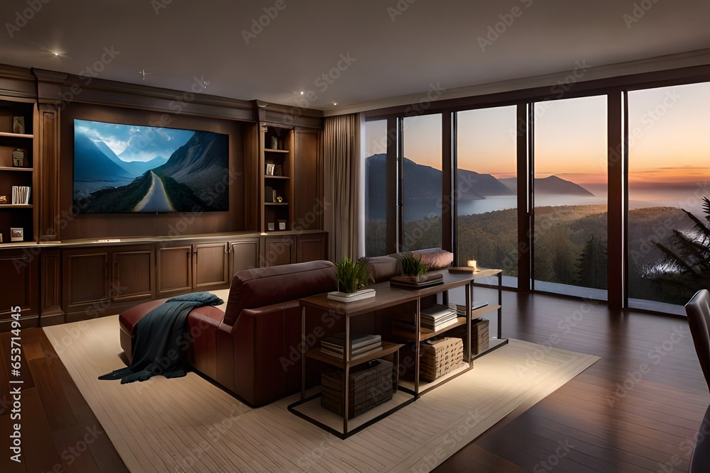 modern living room with cinema modern living room with cinema