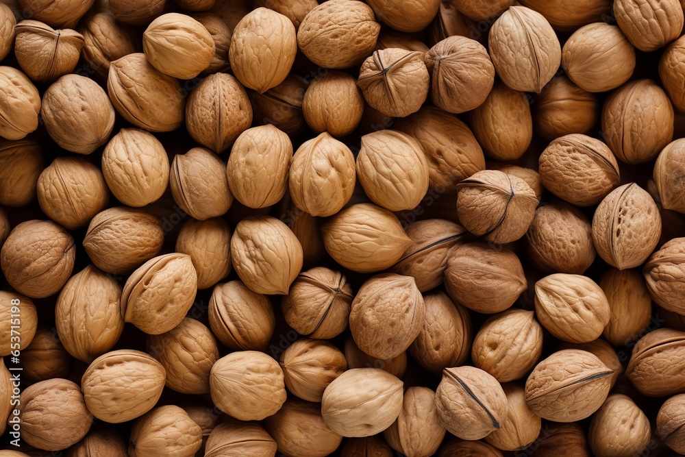 Fresh walnut kernel, Walnut seamless background. 