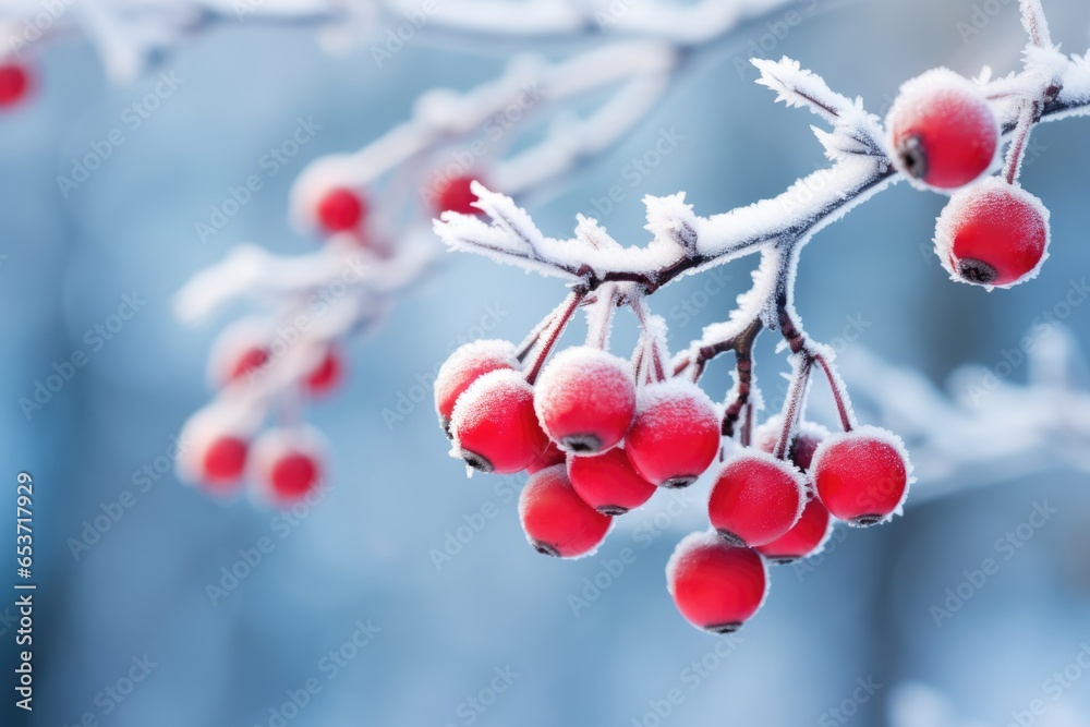 frosted holly berry on blurr winter background frosted holly berry on blurr winter background