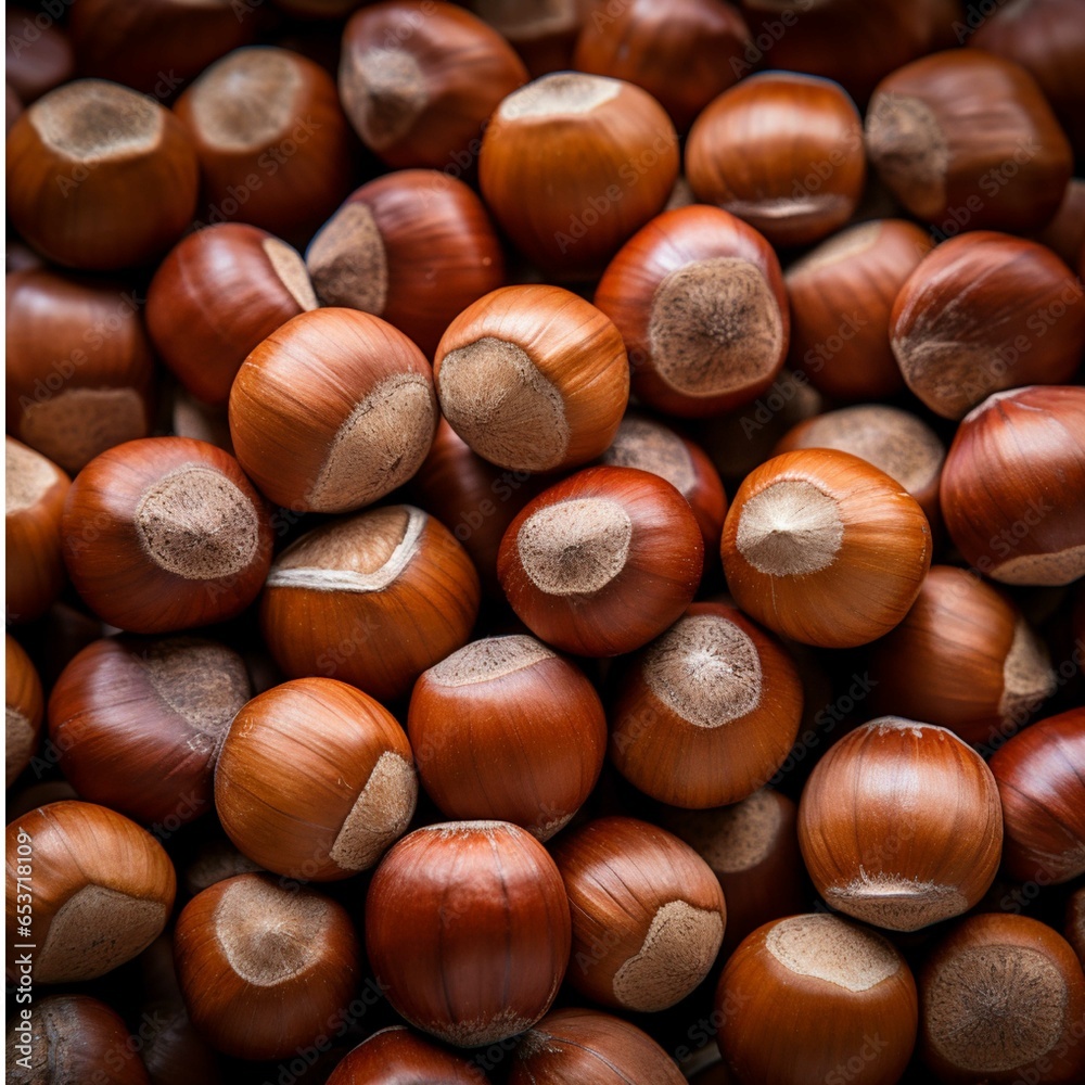 Fresh hazelnuts on wooden background Top view Flat lay Fresh hazelnuts on wooden background Top view Flat lay