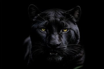 Fototapete Panther Schwarzer Panther auf dunklem Hintergrund  © odela