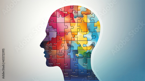 World mental health awareness day. Human head puzzle illustration on a background