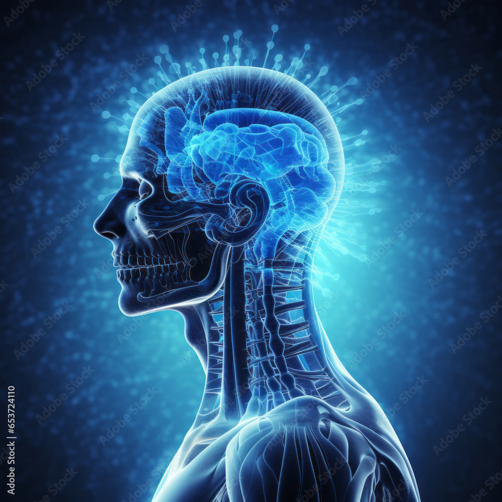 Abstract human head scan. Wellness or disease concept, medical education Abstract human head scan. Wellness or disease concept, medical education