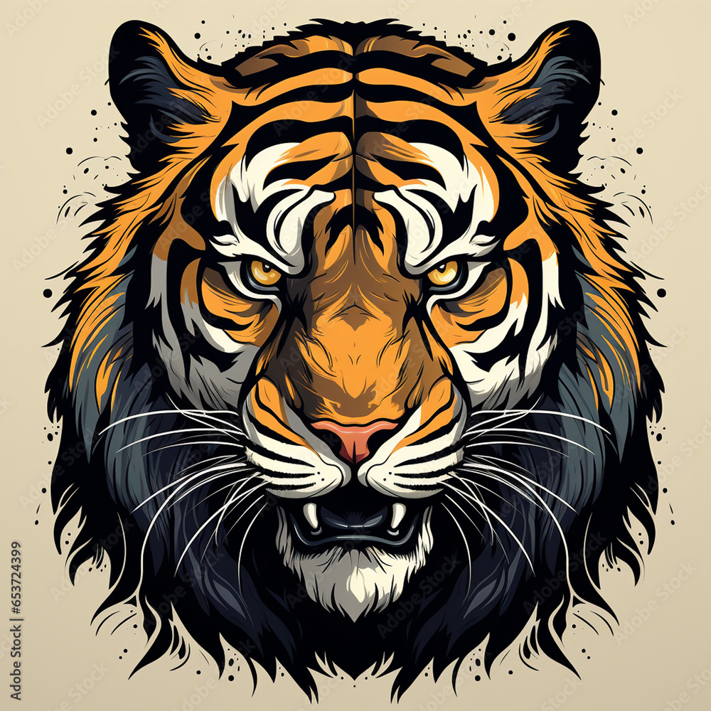 Tiger head . Vector illustration for your design.
