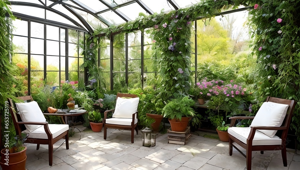 Fototapeta premium A green garden, generative AI