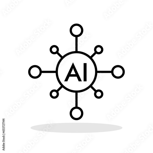 Artificial intelligence AI processor icon in flat style. AI symbol for your web site design, logo, app, UI Vector 
