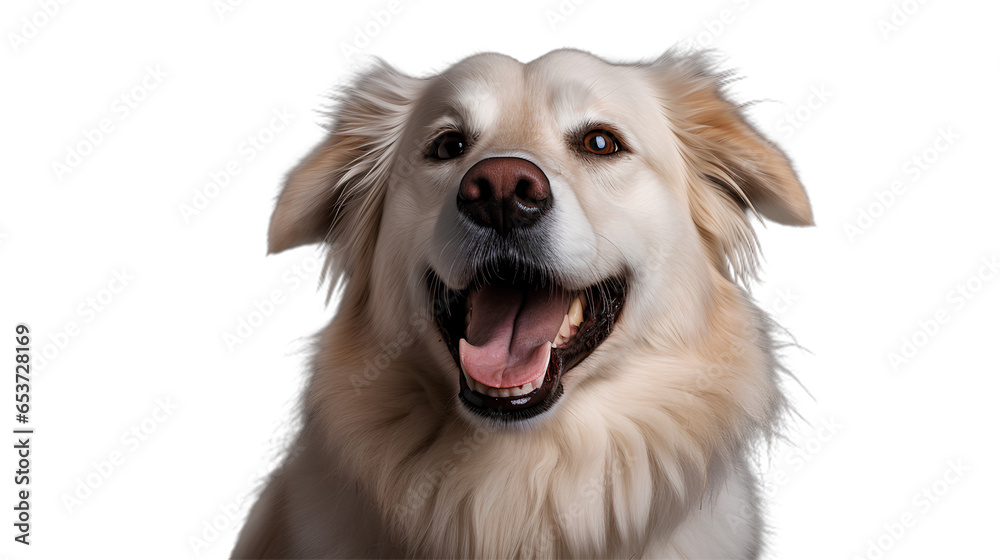Happy and Cute dog Laughing. Isolated on Transparent background.