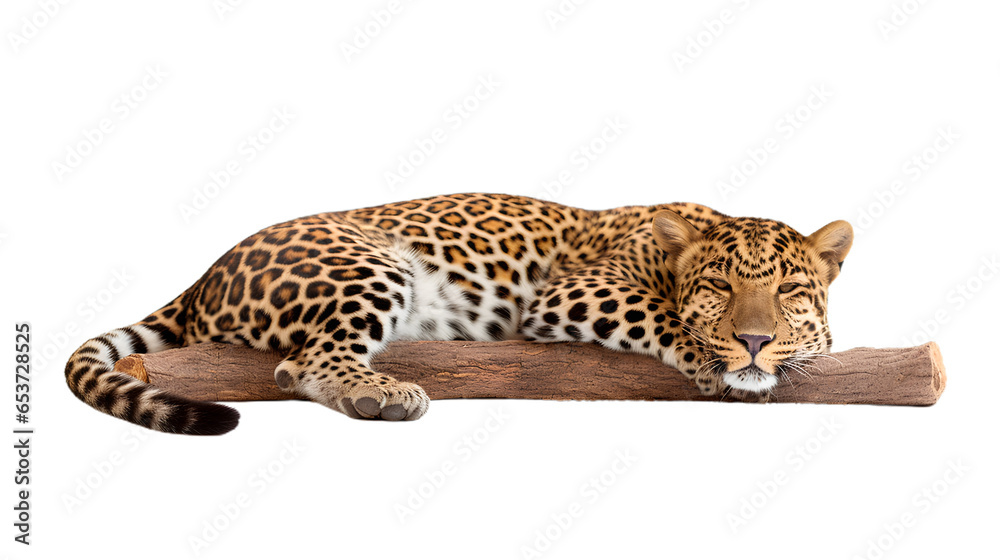 Obraz premium sleeping leopard . Isolated on Transparent background.