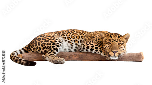 sleeping leopard . Isolated on Transparent background.