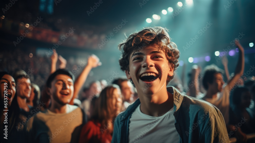 Happy teenagers are celebrating something at a festive event