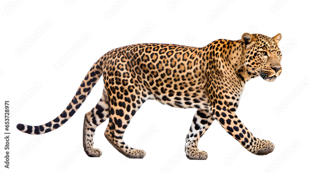 Naklejka premium walking leopard. Isolated on Transparent background.