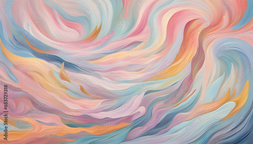 Digital art piece featuring wavy, pastel lines that converge to form abstract, dreamlike shapes, inviting viewers to explore a world of imagination