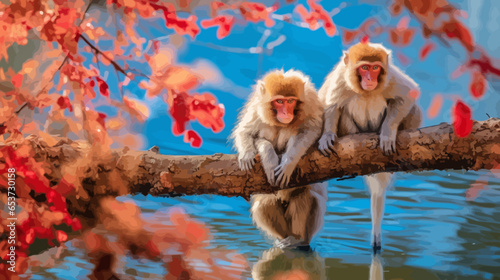 japanese macaque on a tree