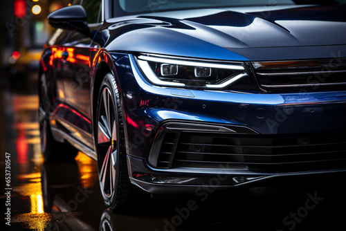 Close-up of the headlights of a modern car in the city © ako-photography