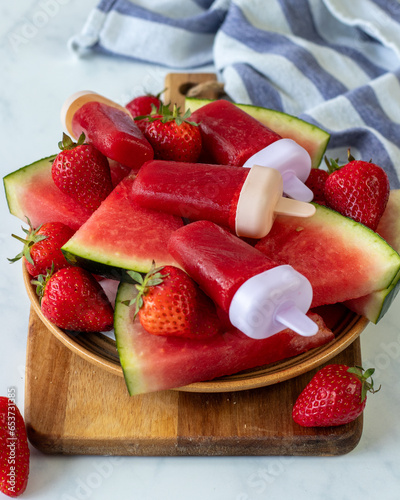 Watermelon ice pops 