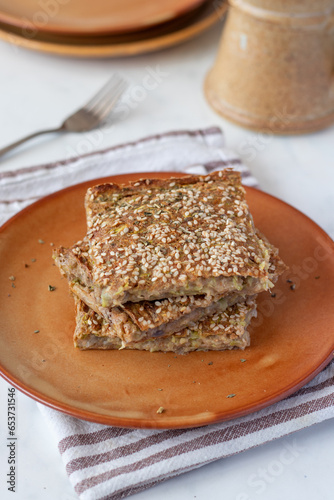 Baked zucchini flatbread