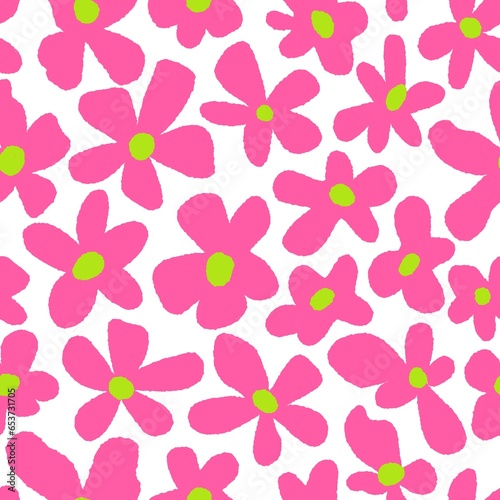 Pink Abstract Organic Flowers Seamless Pattern