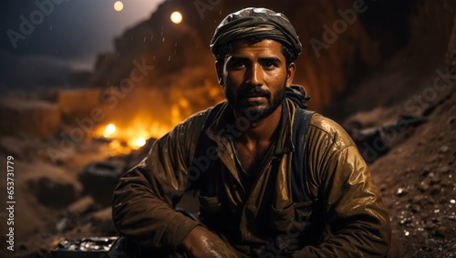 Search for gold in the dark: A miner pursues his dream under the moonlight