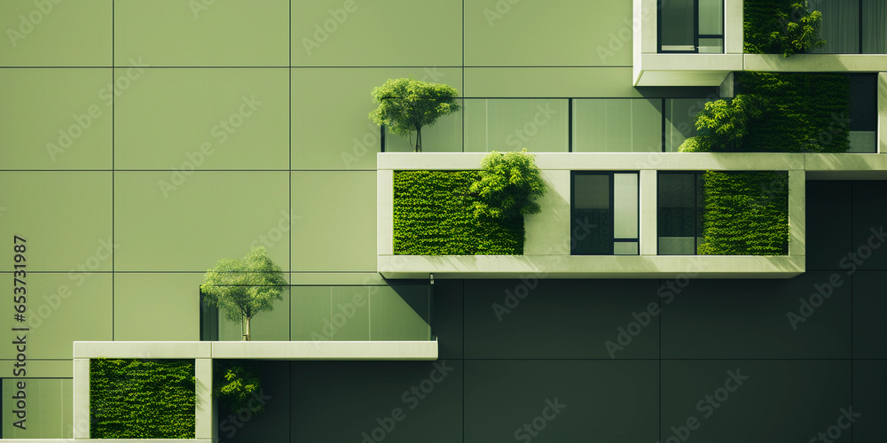 Image showcasing Environment friendly modular house architecture. Green city planning ...