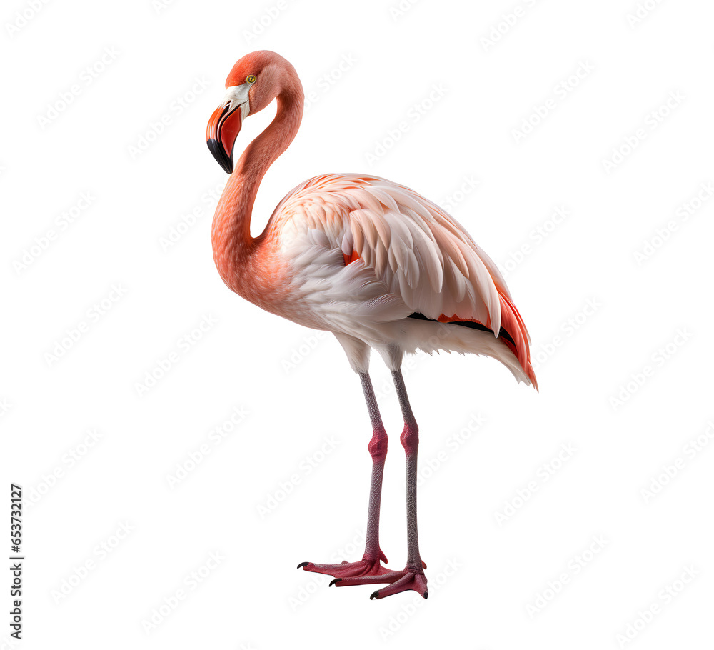 Flamingo walking isolated on transparent background