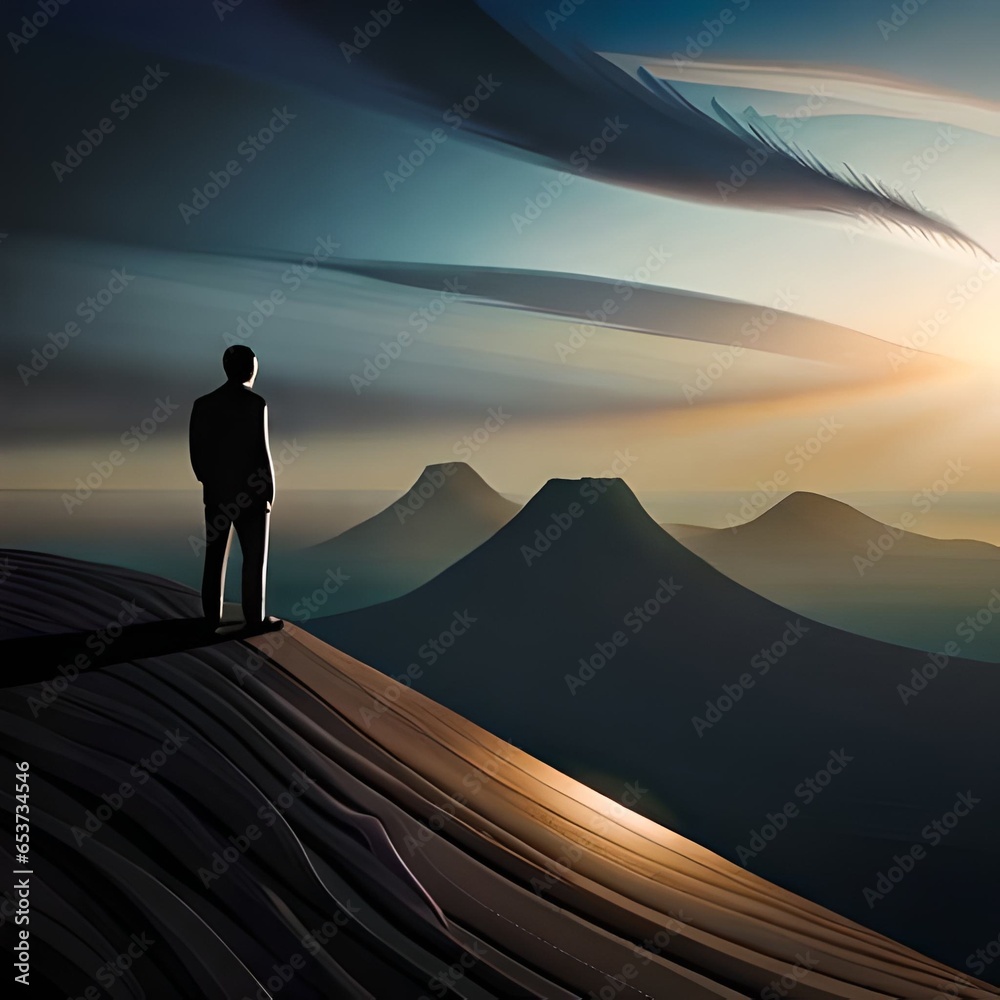 silhouette of a man on the mountain